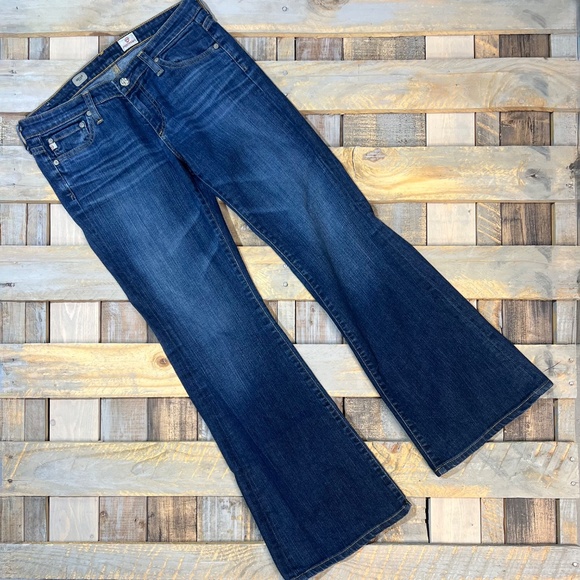 Ag Adriano Goldschmied Denim - EUC [AG] Low Rise <Belle Flare> Wide Leg Stretchy Dark Blue Jeans | 28R Small 6